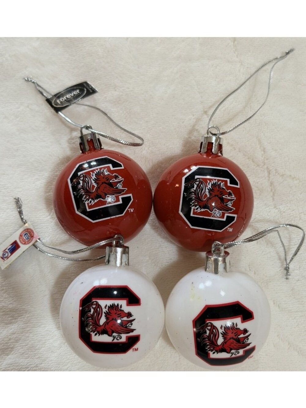 4 ~ South Carolina Gamecocks Christmas Ornaments 2” ~ Forever Collectibles
